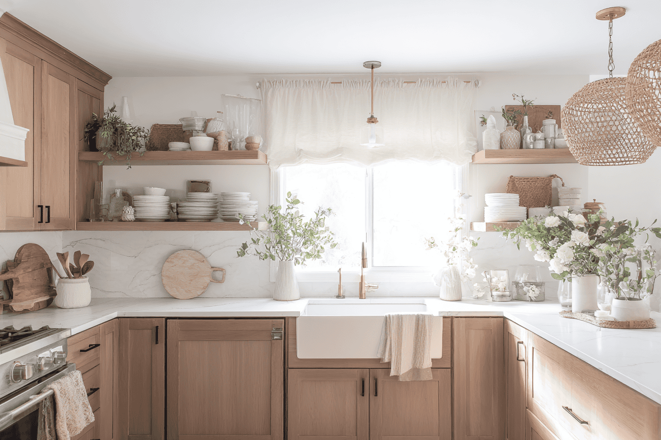 Natural cleaning supplies on a light kitchen table