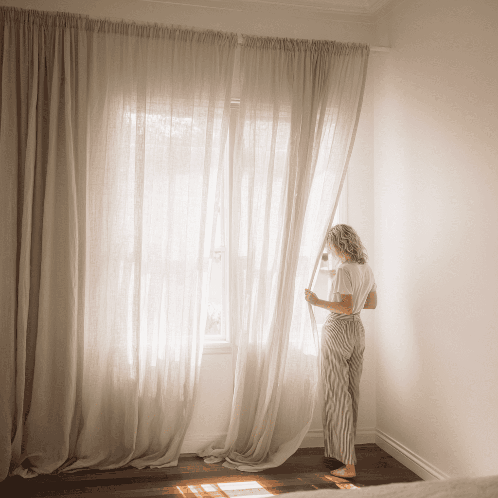 Woman cleaning a bright window during spring