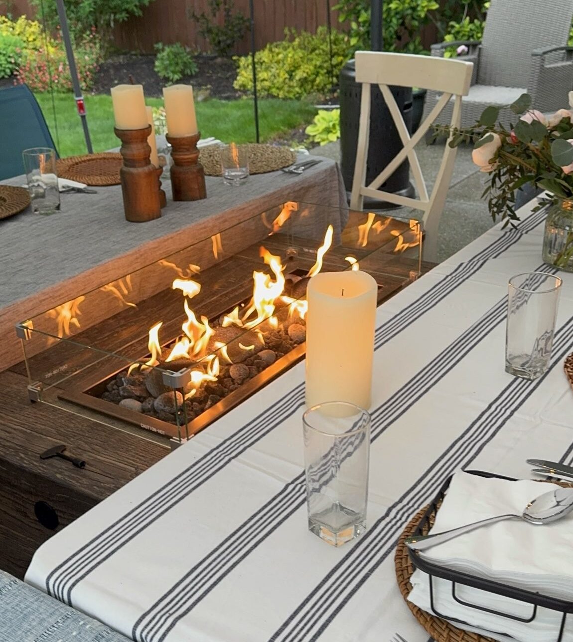 Candlelit dinner table details behind the scenes