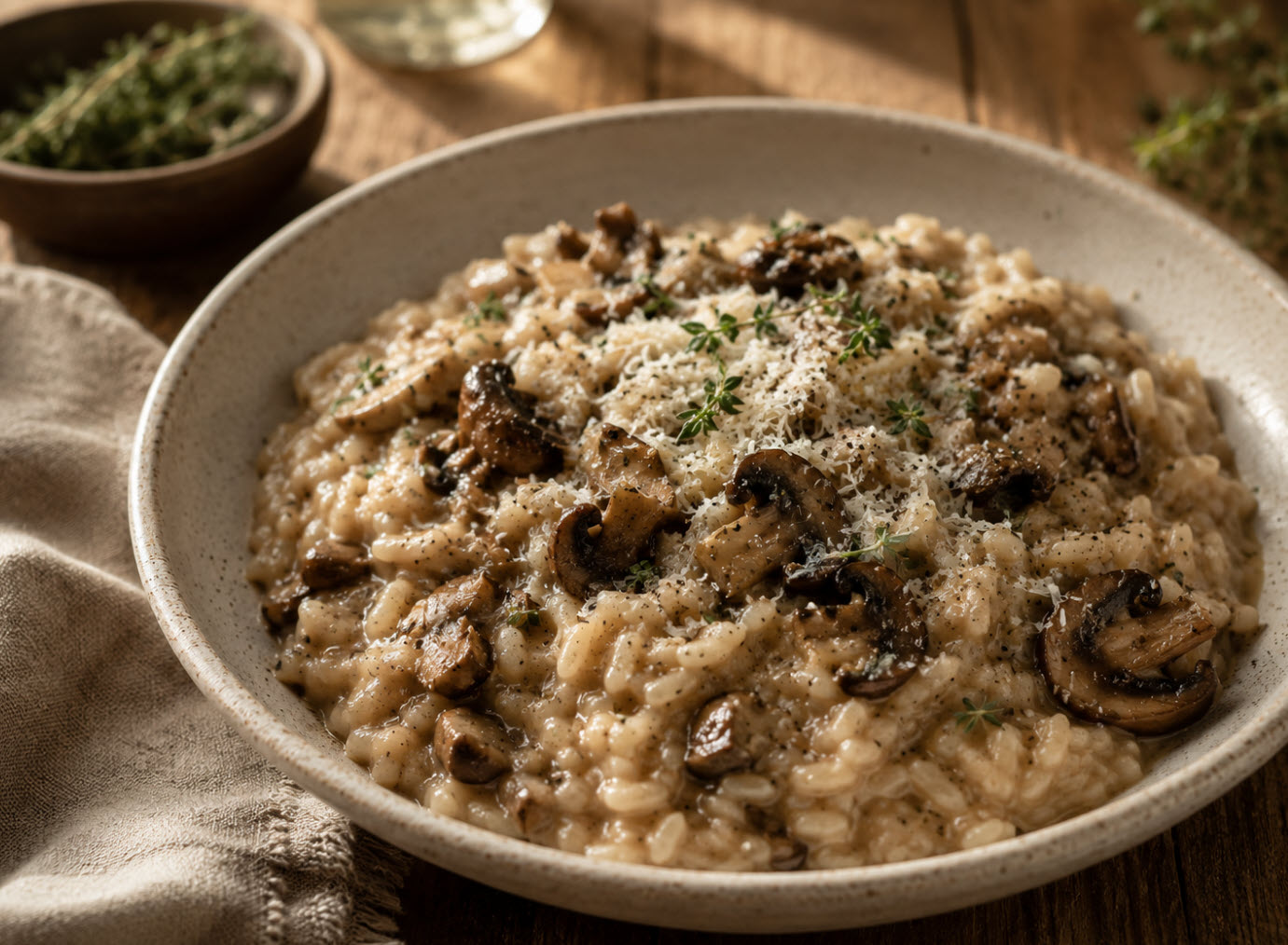 Creamy truffle mushroom risotto