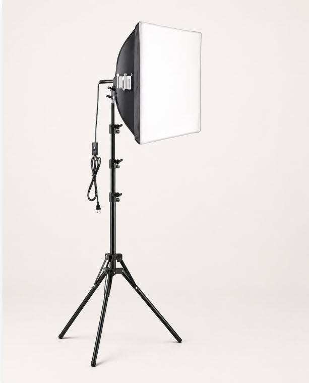 Photography lighting kit positioned around a reseller clothing photo area