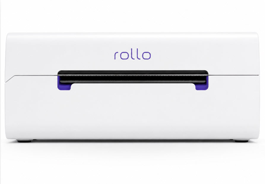 Rollo thermal label printer printing a four-by-six-inch shipping label