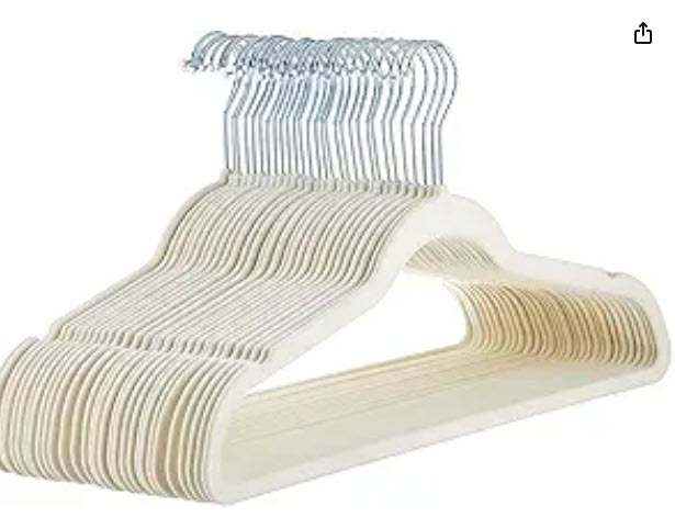 Matching wooden clothing hangers used for reseller photography