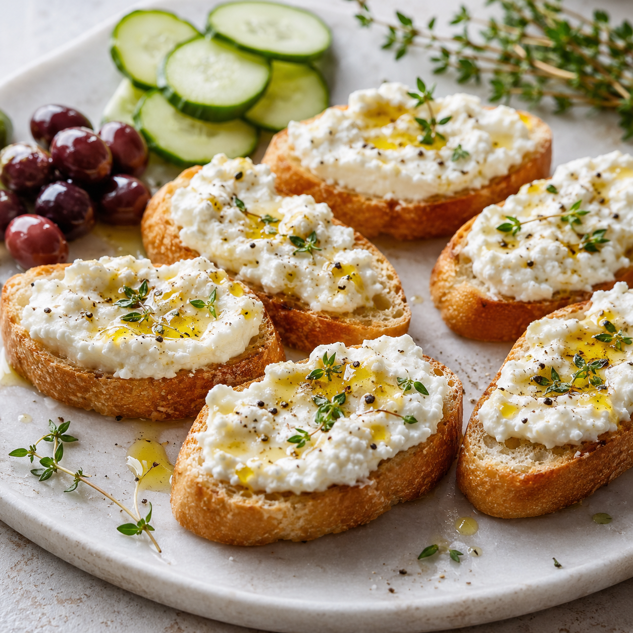 Whipped feta crostini