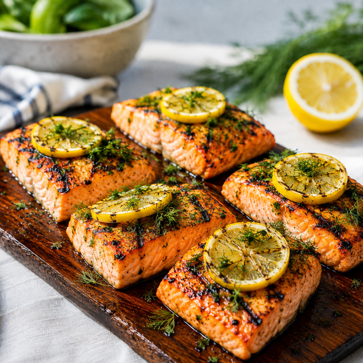Lemon herb grilled salmon