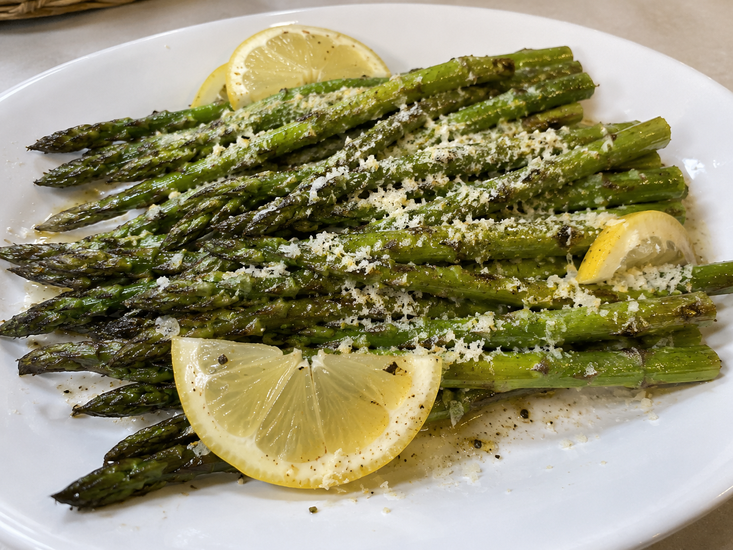 Grilled asparagus with lemon parmesan